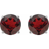 14K White 5 mm Natural Mozambique Garnet Earrings